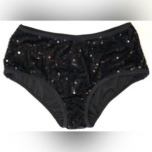 New Black Sequin Dance Bikini Bottoms - S